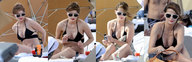 breasts collage swimsuit handheld story shrunken_men sitting reaching looking_down captured grabbing between_fingers docop mischa_barton looking_at_tiny