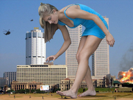 giantess collage city blonde barefoot helicopter dress foot_crush fire walking reaching looking_down people smoke adrianna_daniels running_away