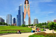 collage city mega black_hair park boots navel people sky sunny semi_nude