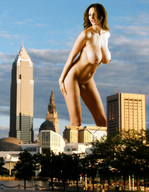 breasts collage nude city mega large_breasts brunette navel clouds sky trees