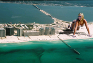 giantess collage blonde bridge beach ocean smiling unknown_artist crawling sunglasses sunny sandy beasts holiday_resort hotel source_needed