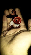 collage handheld hand shrunken_woman button