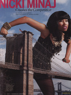 giantess collage black_hair bridge clothed photoshoot dark_skin magazine poster sky nicki_minaj brooklyn_bridge magazine_shoot poloswag