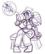 drawing giantess vore monochrome shrunken_woman world_of_warcraft sheela beer dwarf no_background
