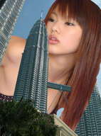 giantess collage city mega long_hair brunette low_angle petronas_towers asian face skyscraper kuala_lumpur