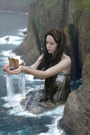 gentle giantess collage black_hair handheld ocean goddess coast cliff sea_goddess holding_boat ran