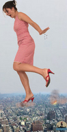 giantess collage city destruction brunette dress fire looking_down shadester screaming balancing