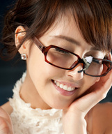 gentle collage glasses brunette smiling asian shrunken_men face shrunken_man hanging_on