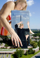 giantess collage city blonde multiple_sizes hand giantesses grabbing
