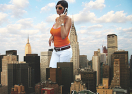 breasts city brunette sunglasses cellphone top