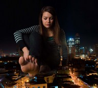 giantess collage feet city clothed soles jeans brunette sitting night