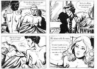 drawing blonde comic monochrome giant story shrunken_woman zora