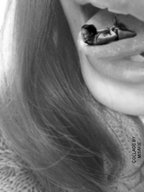 vore monochrome tongue shrunken_woman cruel swallowed misakies