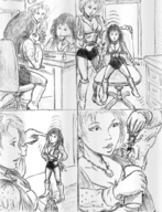 drawing monochrome shrinking shrunken_woman captured