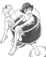 breasts drawing monochrome anime short_hair glass shrunken_woman wine candle janet_van_dyne marvel_comics the_wasp