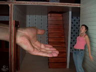 collage giant jeans scared short_hair hand dollhouse shrunken_woman swattr top