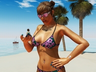 bikini gentle beach handheld water island sunglasses boats digital_render