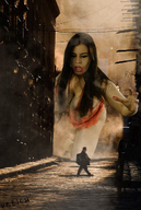 breasts giantess collage vore blood hand grabbing daphne_rosen fog