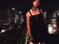 giantess collage city black_hair goth night tattoo