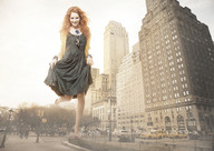 gentle giantess high_heels red_hair dress legs