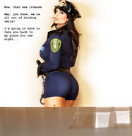 black_hair butt cleavage story police shrunken_men hat denise_milani