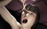 giantess nude vore handheld brunette asian shrunken_men torture arm dangle giant_female digital_render