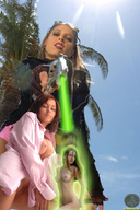 breasts collage nude low_angle multiple_sizes shrunken shrunken_woman ourdoors shrink_gun
