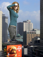 giantess collage city blonde clothed jeans brunette sunny emma_watson green_top
