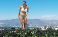 giantess swimsuit brunette ponytail sunglasses