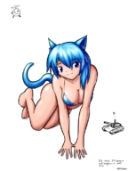 drawing giantess swimsuit blue_eyes anime expired_popsicle cat_girl