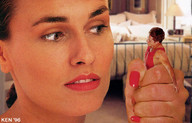giantess clothed handheld shrunken_men hand lipstick painted_fingernails fist