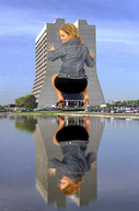 giantess blonde cars back reflection