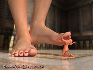 feet barefoot foot_worship shrunken_men shrunken_man red_nails virtual_giantess digital_render