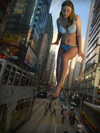 giantess crush collage feet city swimsuit rampage legs shrunken_people looking_down streets between_buildings imminent_crush looking_at_tiny