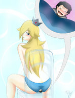 drawing giantess blonde butt butt_crush anime domination shrunken_men sitting entrapment underneath video_game pinned chair fair_skin princess_rosalina