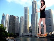 giantess collage city destruction high_heels asian dress legs skyscraper