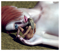 giantess nude blonde handheld red_hair lying_down sitting shrunken_woman seth digital_render