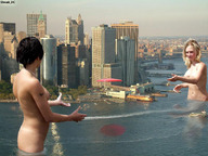 collage city blonde water brunette shrunk_dc toss harbour frisbee