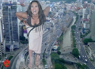 giantess collage city black_hair destruction helicopter looking_at_viewer tia_carrere