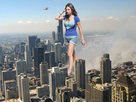 collage city mega destruction helicopter brunette shorts walking sky sunny clouds_of_dust
