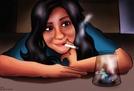 drawing color torture smoking glass shrunken_woman entrapment cruel smoke cigar celinda brainwashedonline