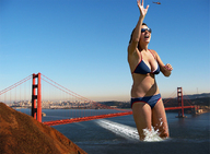 collage mega swimsuit helicopter reaching sunglasses looking_up sky sunny golden_gate_bridge