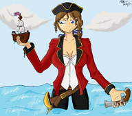 drawing giantess handheld water anime boats flag pirate sailors