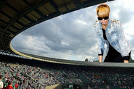 gentle giantess collage blonde stadium wonderslug looking_down sunglasses people jacket rihanna grey_clouds
