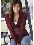giantess brown_eyes smiling shrunken_men sweater trapped_in_cleavage