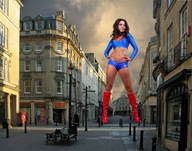 giantess collage city brunette supergirl red_boots city_square