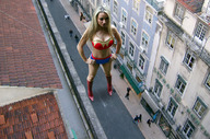 giantess collage city blonde streets red_boots heroine