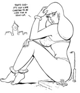 breasts drawing giantess city mega monochrome butt barefoot bra butt_crush cheetah giganta pencil_drawing clock_tower dialogue joe_gravel legs_crossed leopard_print lamppost dc_comics loincloth