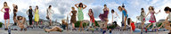 collage multiple_giantesses playful bystanders public_square