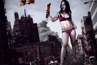 giantess collage city swimsuit destruction buildings hand belly giantess_katelyn falling morph fit holding_vehicle